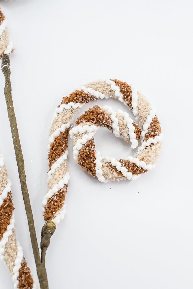 Gingerbread, Jute Chenille Curly Spray - 28" - Greenery MarketArtificial Flora65784