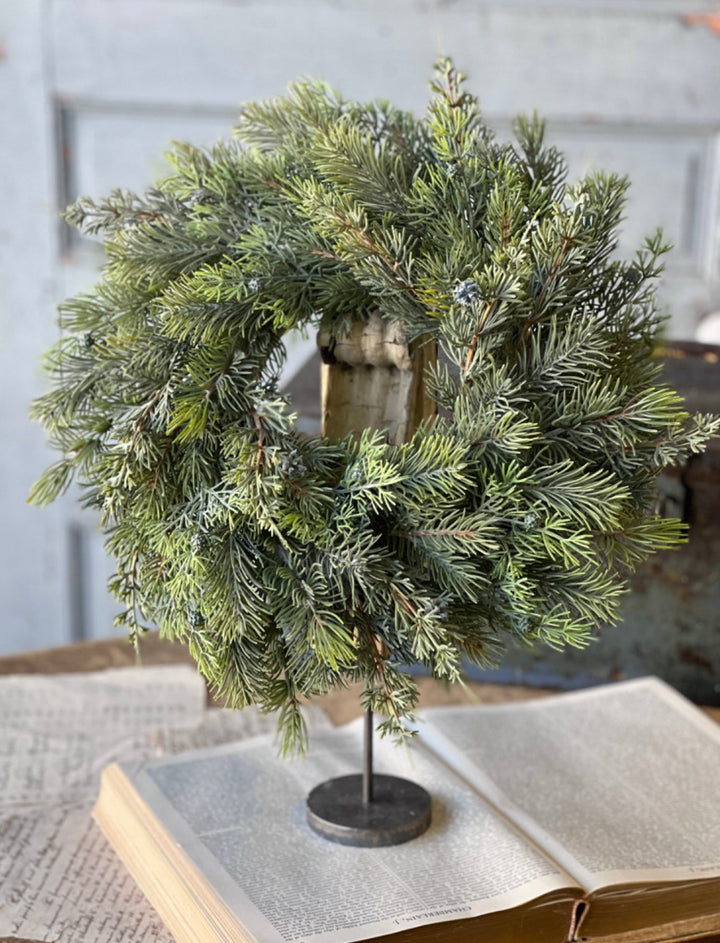 Glacier green 16” mini wreath, candle ring wreath - Greenery Marketwreath base & containersXM6093