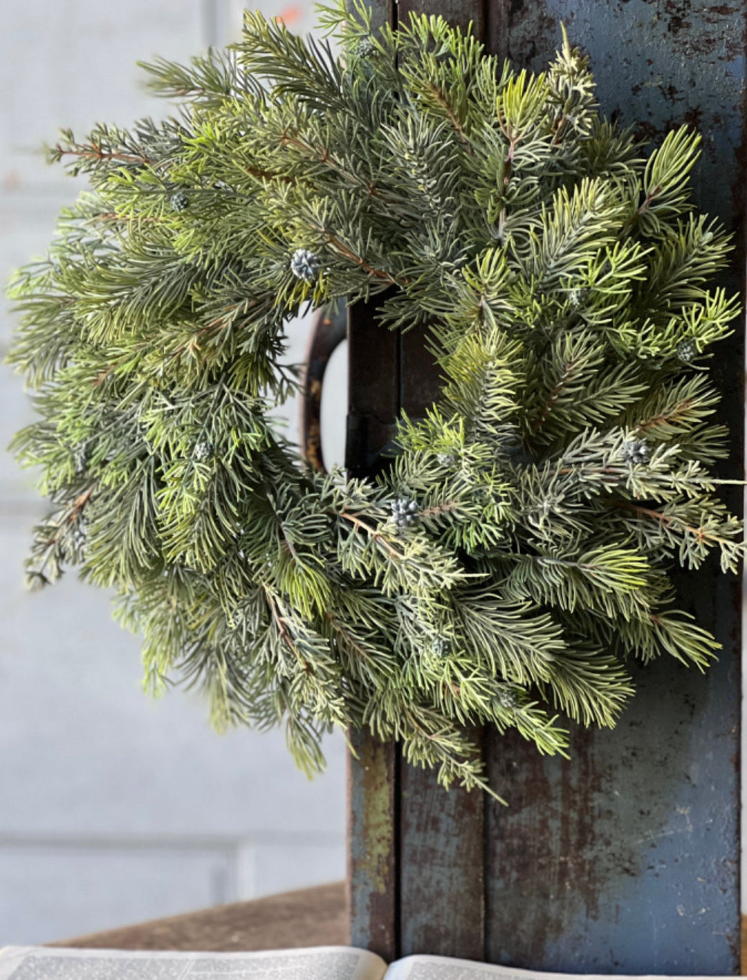 Glacier green 16” mini wreath, candle ring wreath - Greenery Marketwreath base & containersXM6093