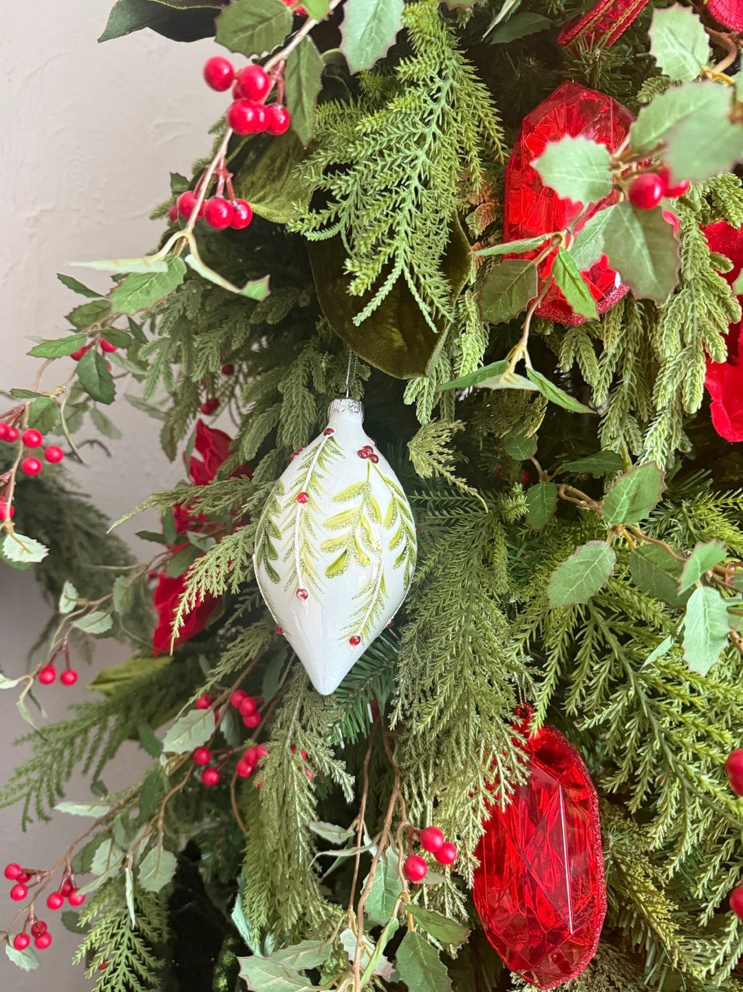 Glass Holly Gem Ornaments - 3 assorted - Greenery MarketXT1276 Set of 3