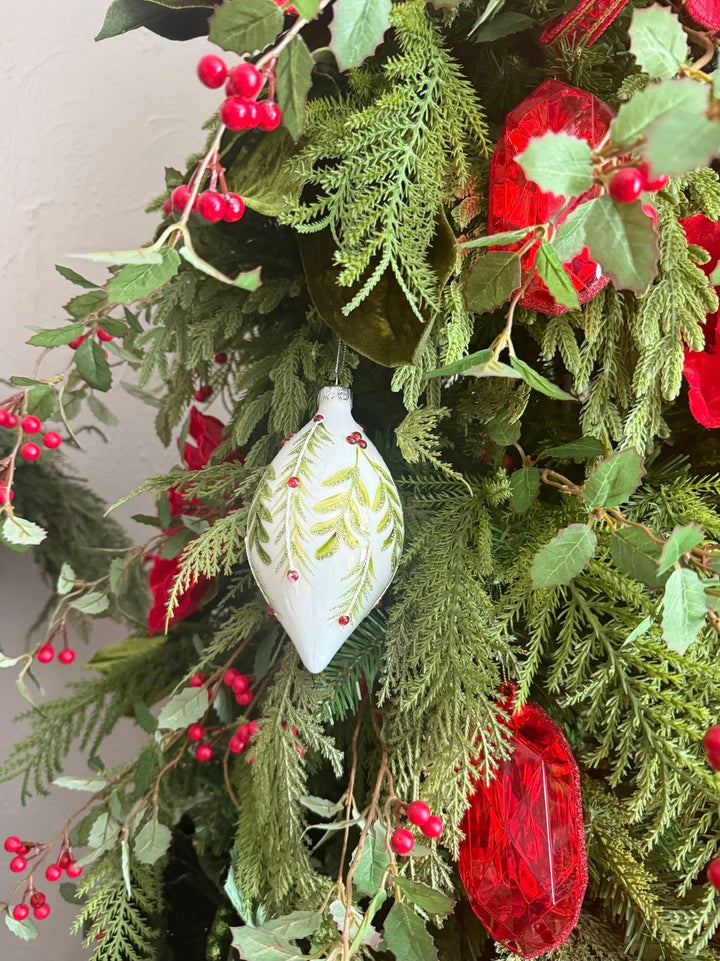 Glass Holly Gem Ornaments - 3 assorted - Greenery MarketXT1276 Set of 3