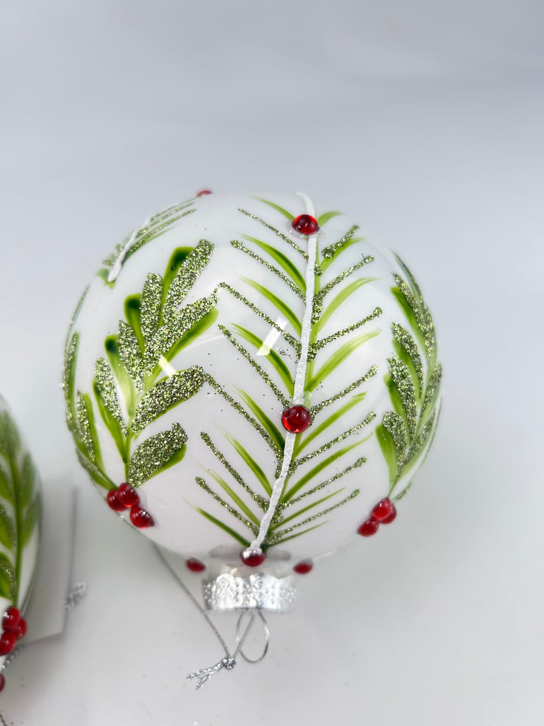 Glass Holly Gem Ornaments - 3 assorted - Greenery MarketXT1276 Set of 3