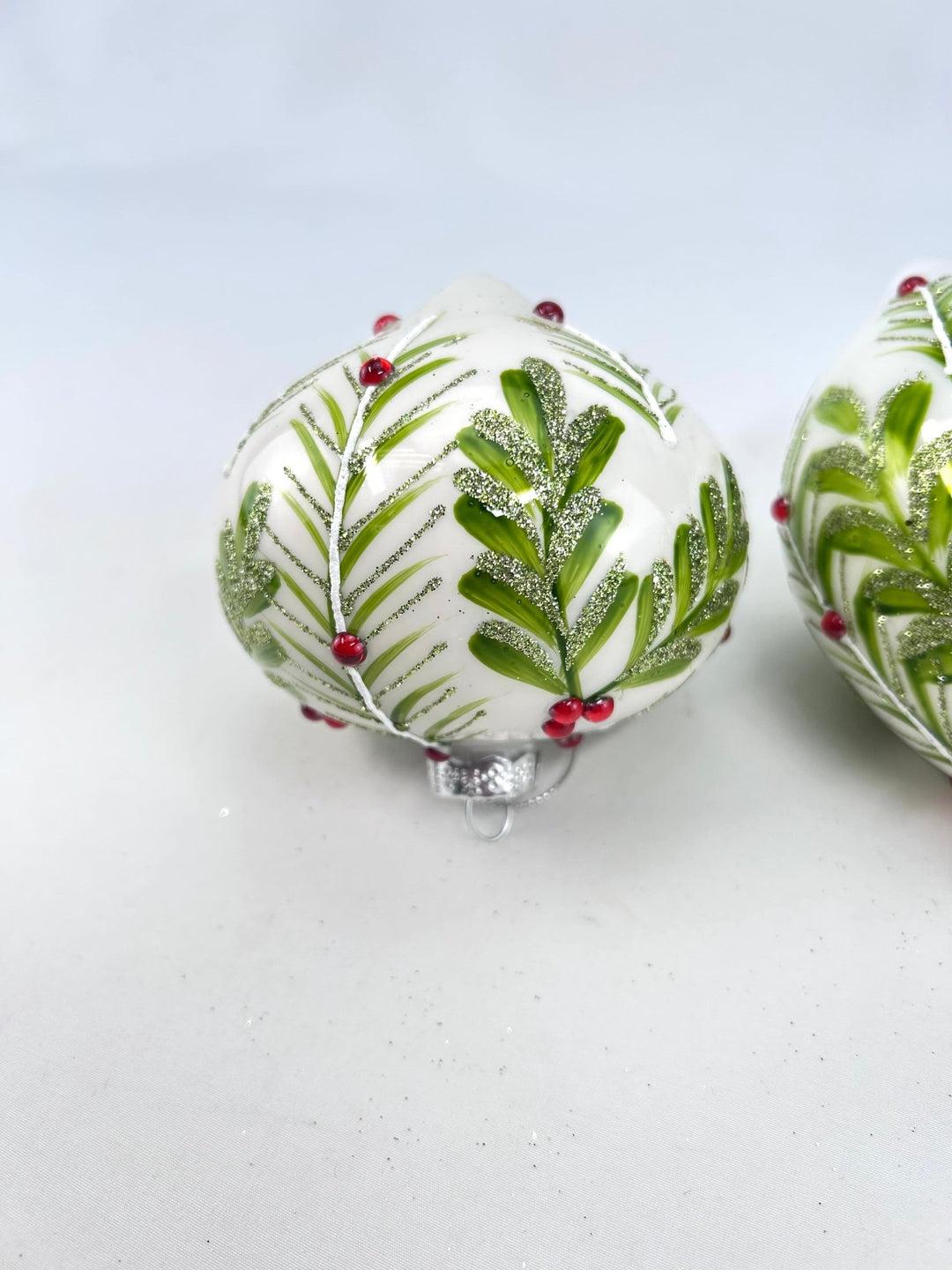 Glass Holly Gem Ornaments - 3 assorted - Greenery MarketXT1276 Set of 3