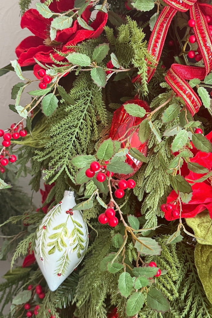 Glass Holly Gem Ornaments - 3 assorted - Greenery MarketXT1276 Set of 3