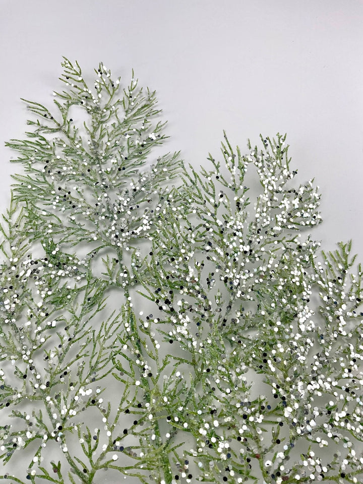 Glitter and sequins lace cedar spray - sage mint - Greenery MarketWinter and ChristmasXG890 - GSV