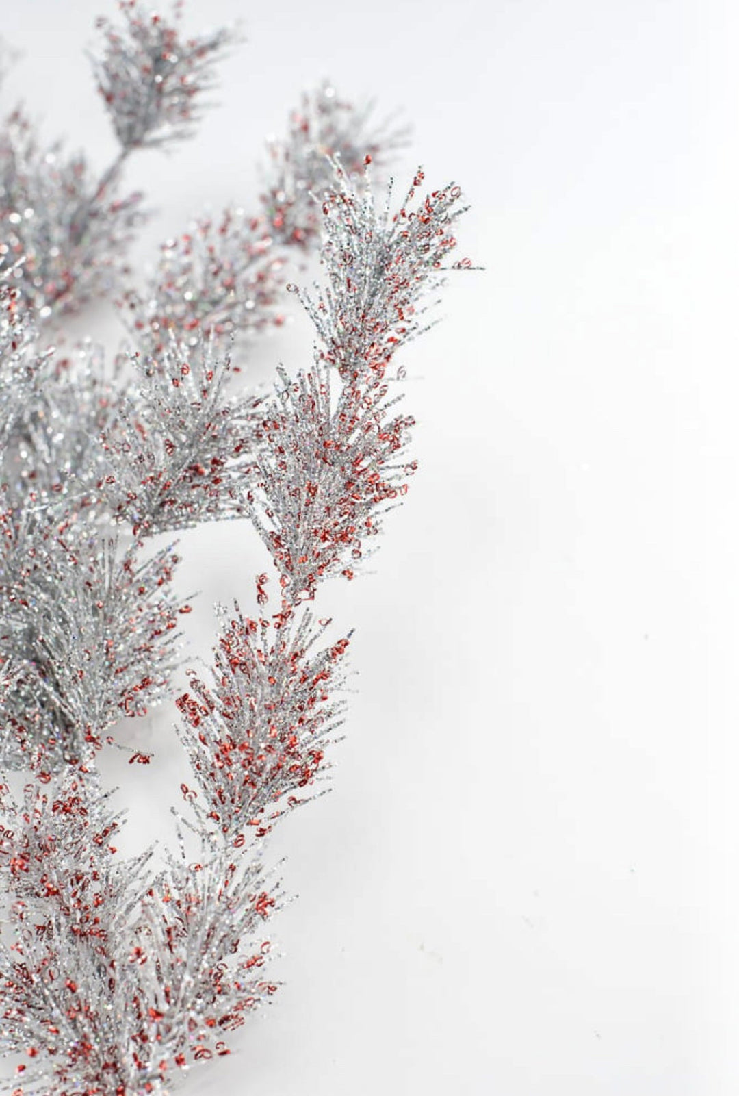 glitter pine spray - red and silver - Greenery MarketMTX74076 SVRD