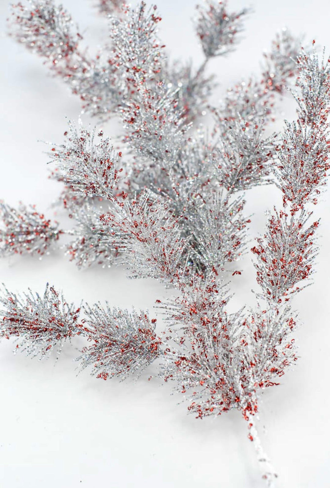 glitter pine spray - red and silver - Greenery MarketMTX74076 SVRD