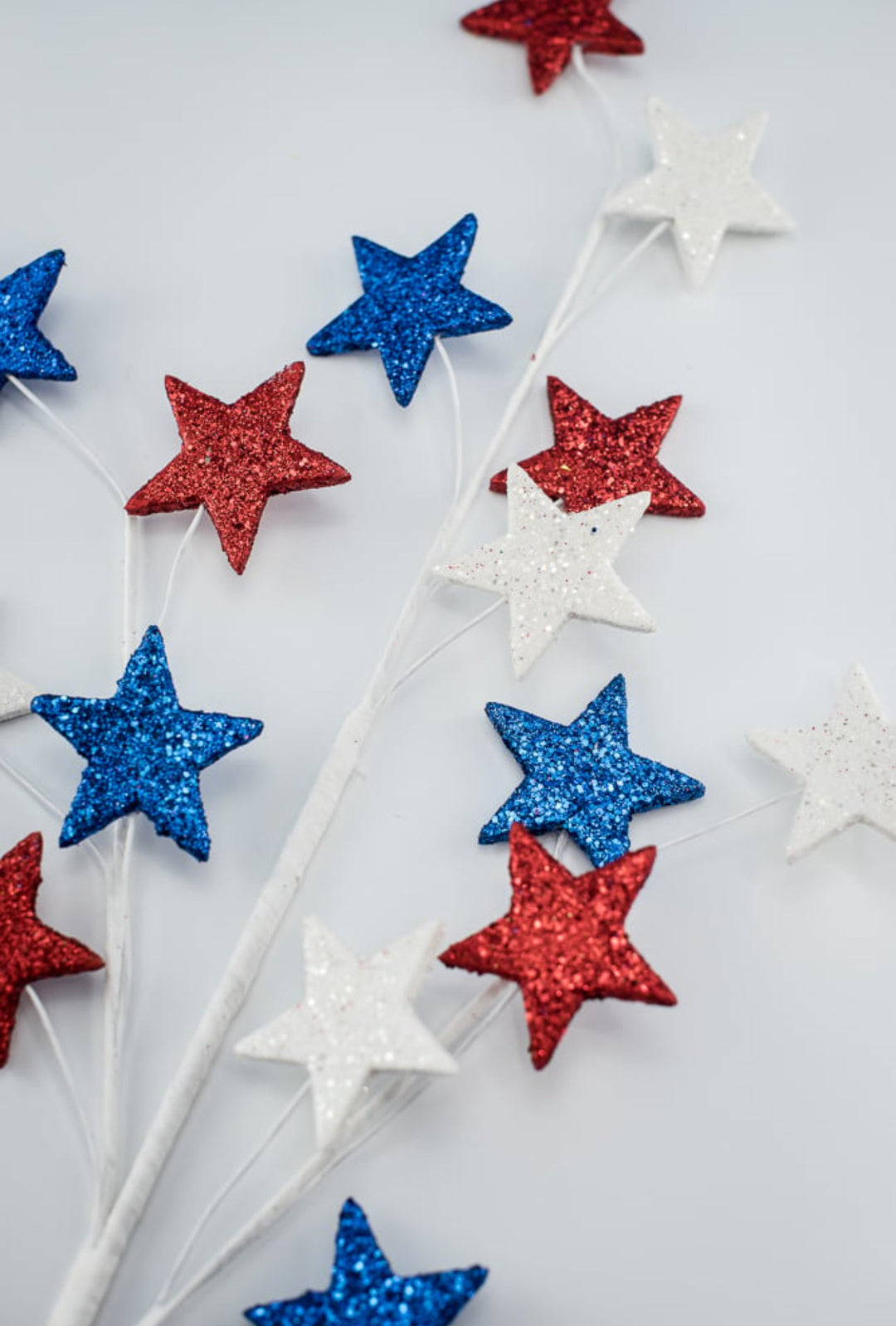 Glittered Americana Star spray - Greenery MarketWreath attachments74140RWB