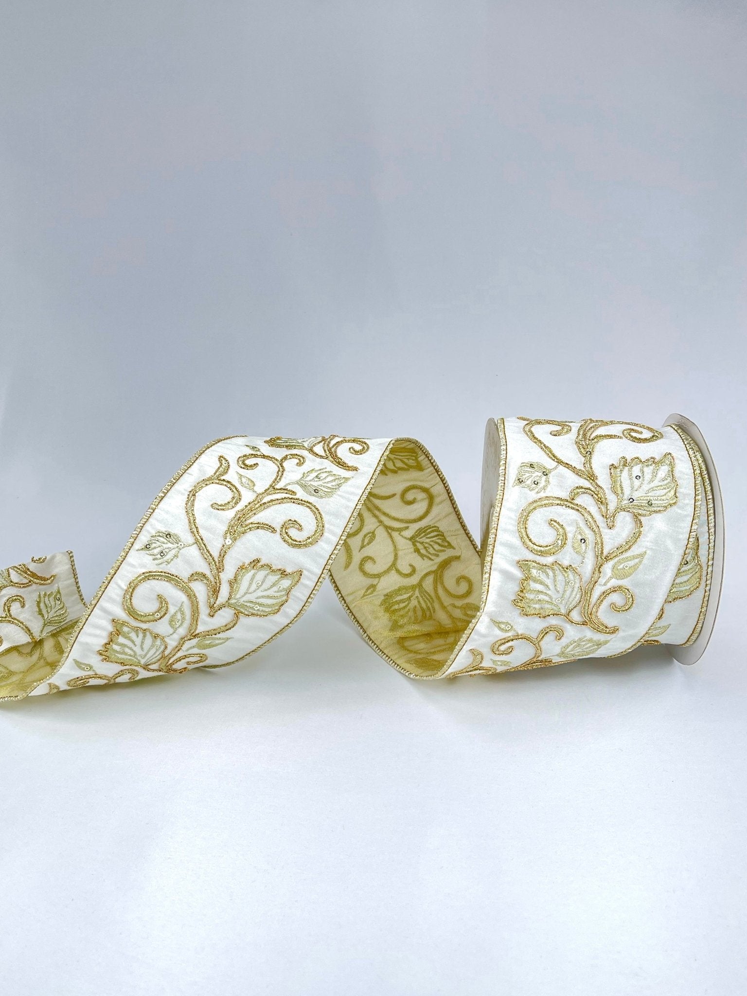 Paolo Rossi Hand-Ribbed Ivory Fabric Lampshade With Gold Edge - Bedroom Light