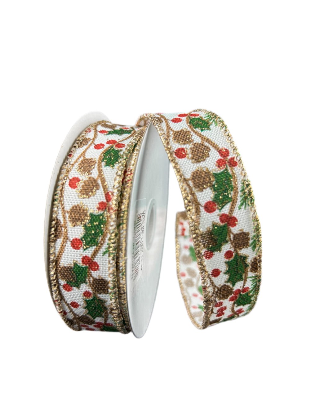 Gold and red holly wired ribbon, 7/8" - Greenery MarketWired ribbon71472 - 05 - 38