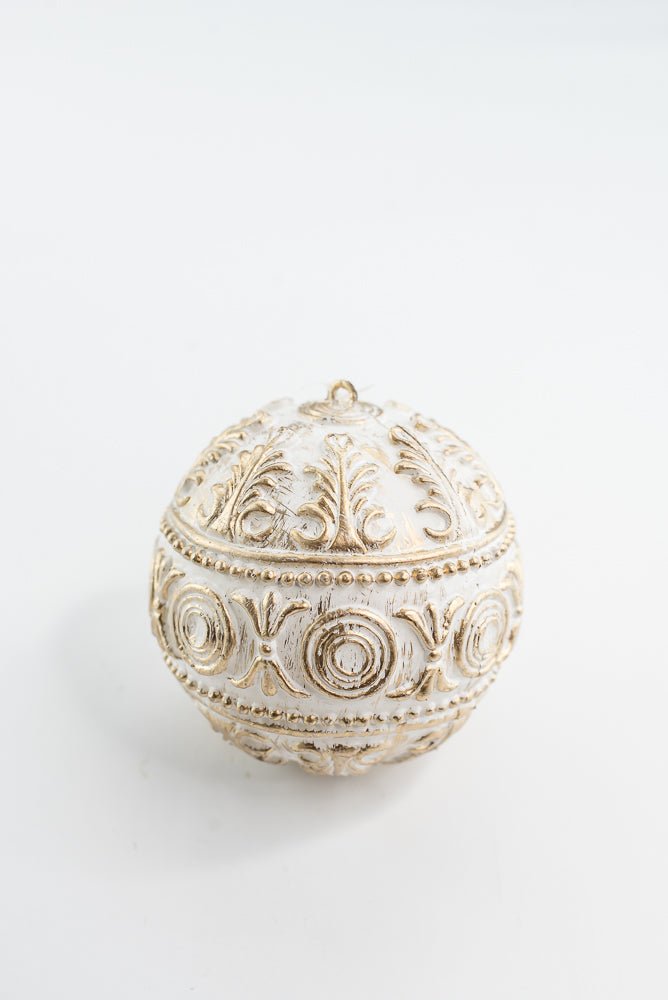 Gold and White Hanging Ball - Greenery Market32179-GDWT