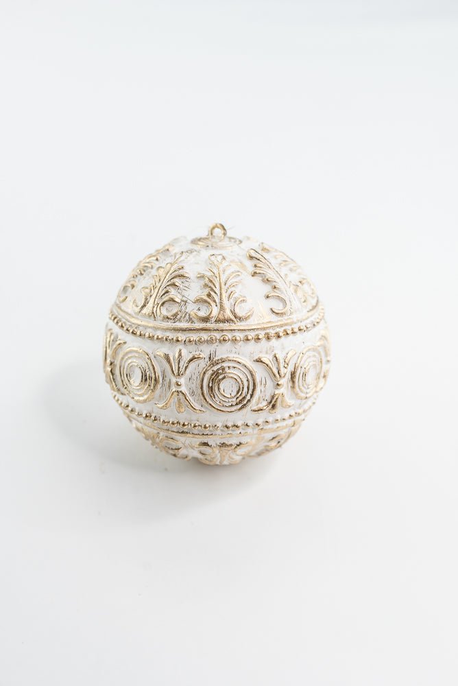 Gold and White Hanging Ball - Greenery Market32179-GDWT