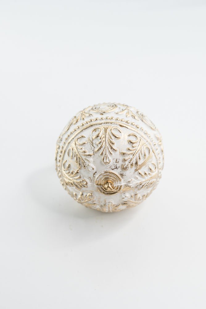 Gold and White Hanging Ball - Greenery Market32179-GDWT