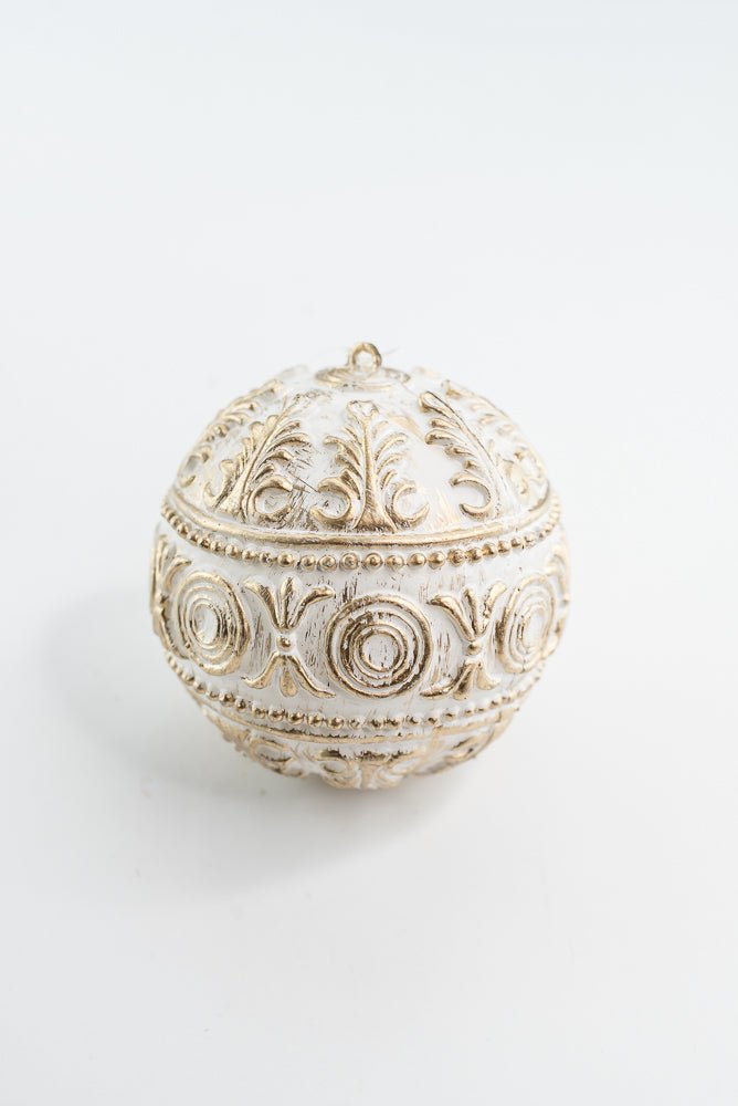 Gold and White Hanging Ball - Greenery Market32179-GDWT