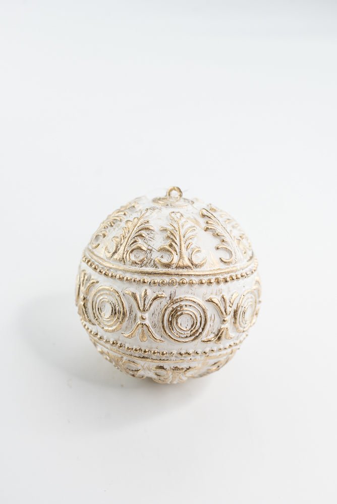 Gold and White Hanging Ball - Greenery Market32179-GDWT