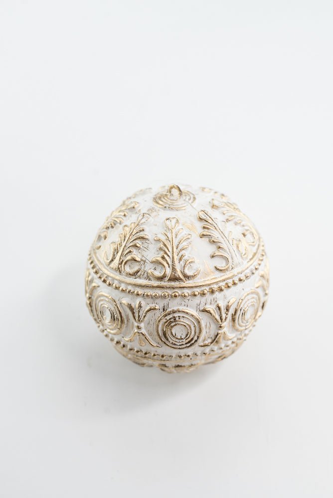 Gold and White Hanging Ball - Greenery Market32179-GDWT