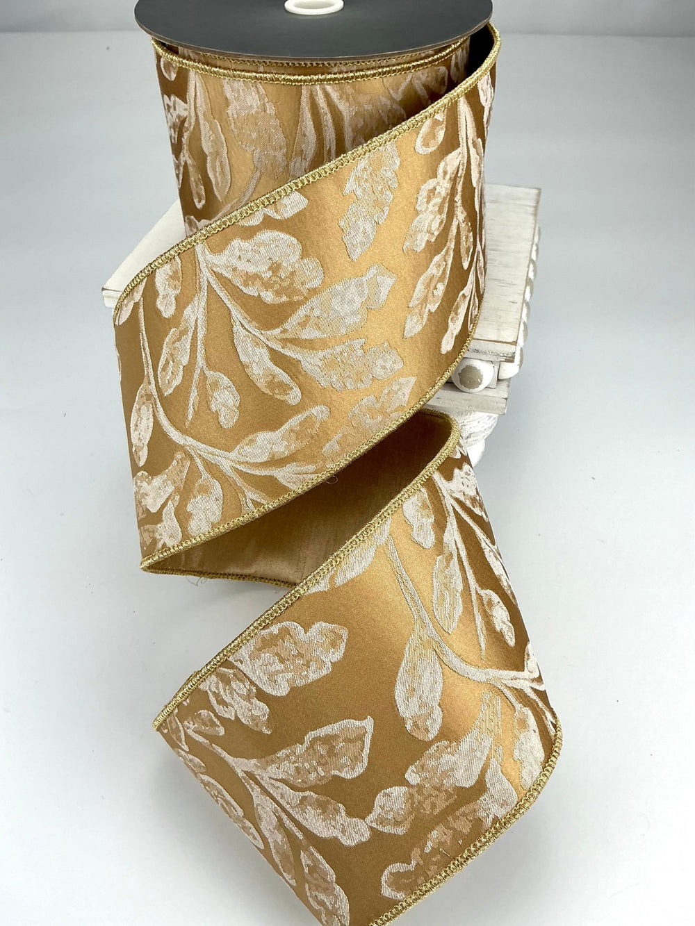 Gold damask leaf wired ribbon 4” - Greenery MarketRibbons & Trim239642