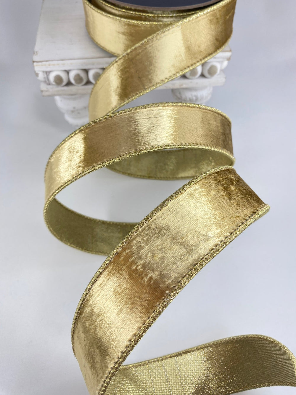 Gold Flashy Velvet Farrisilk Wired Ribbon - 1.5" - Greenery MarketRG073 - 50