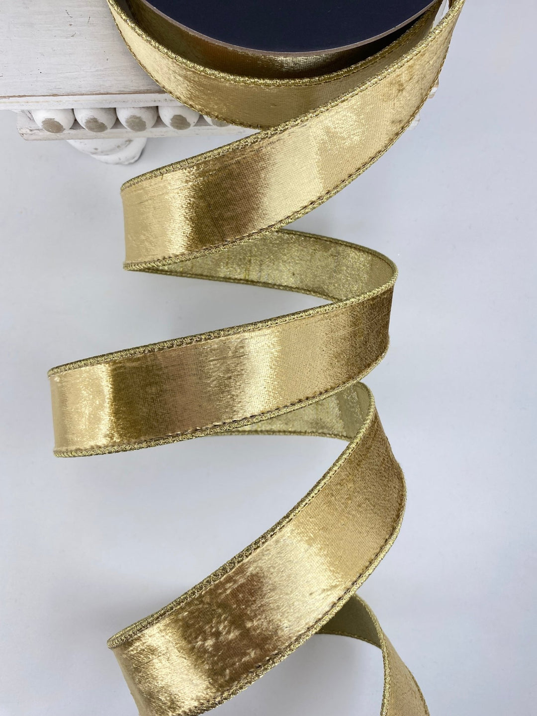 Gold Flashy Velvet Farrisilk Wired Ribbon - 1.5" - Greenery MarketRG073 - 50