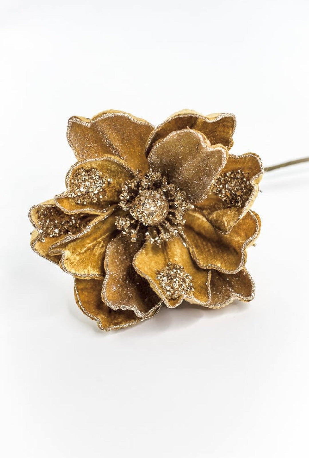 Gold Glamour Magnolia Stem With Sequin - 20" - Greenery MarketXF670GO