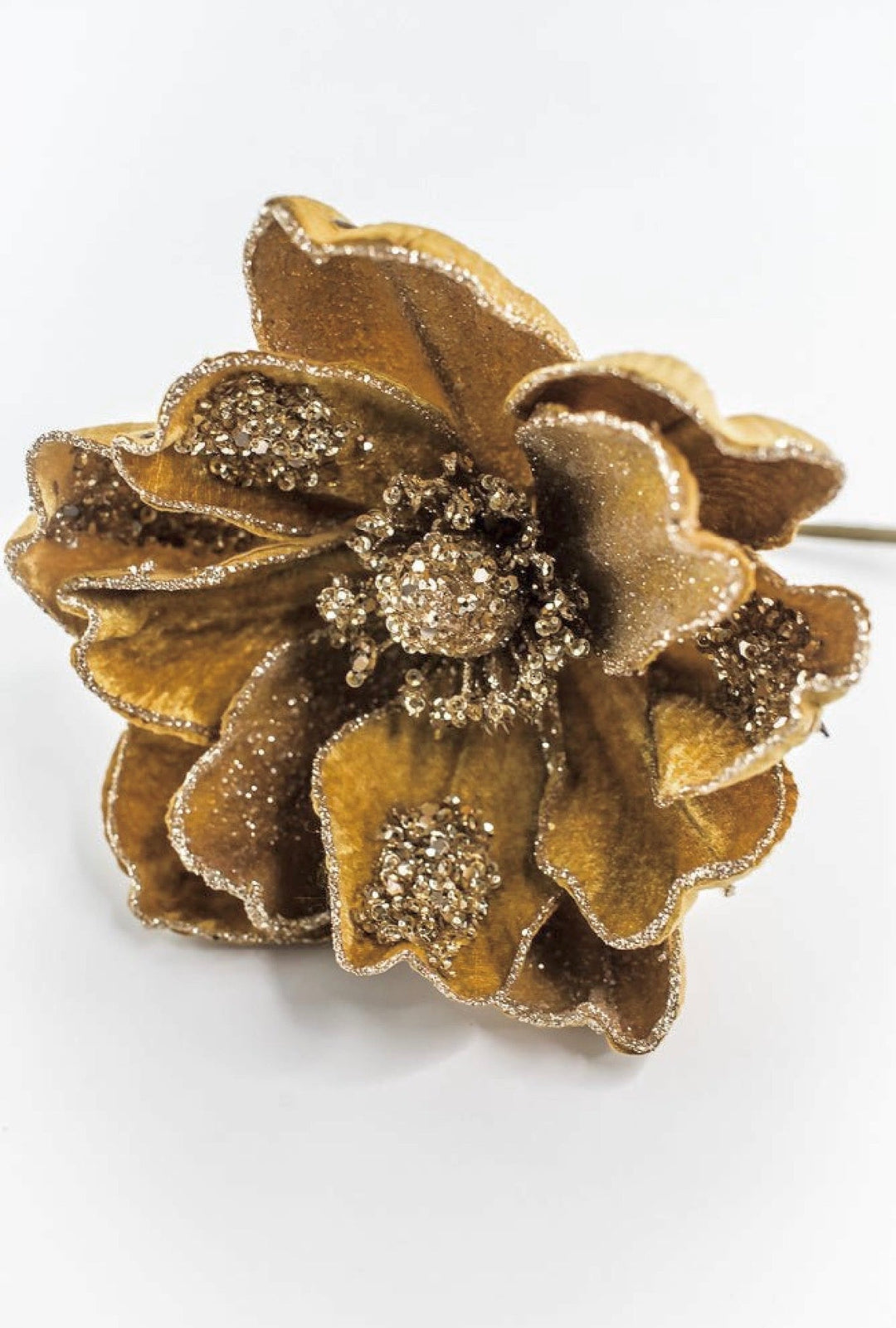 Gold Glamour Magnolia Stem With Sequin - 20" - Greenery MarketXF670GO