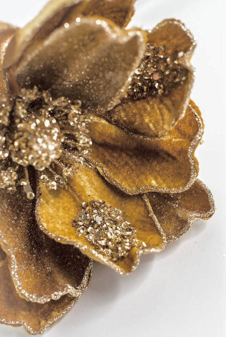 Gold Glamour Magnolia Stem With Sequin - 20" - Greenery MarketXF670GO