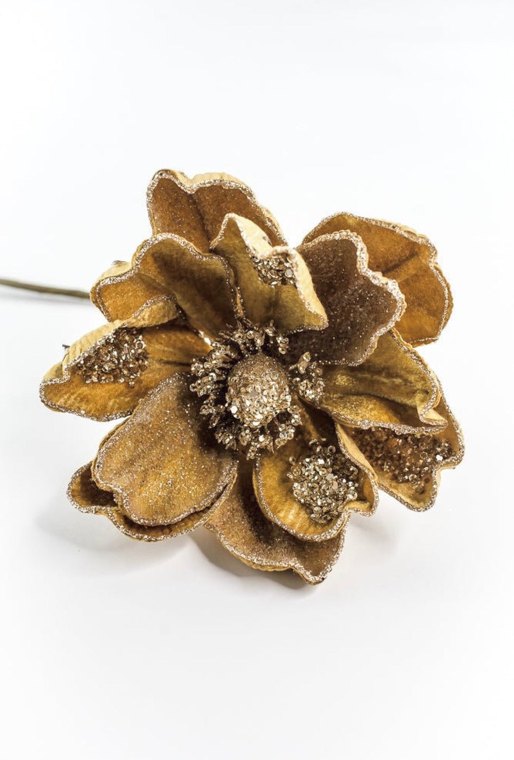 Gold Glamour Magnolia Stem With Sequin - 20" - Greenery MarketXF670GO