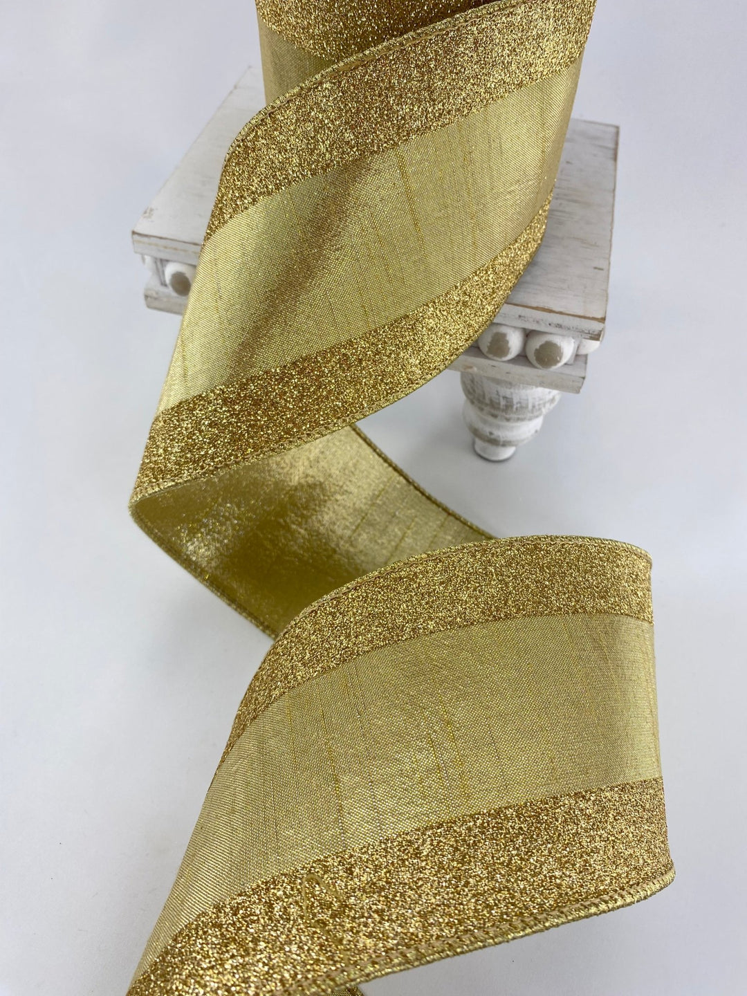 Gold Glitter Candy Farrisilk Wired Ribbon - 4" - Greenery MarketRG435 - 50