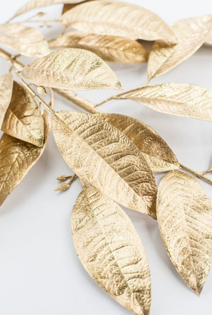 Gold Glitter Leaves Spray - Greenery Market86008GD