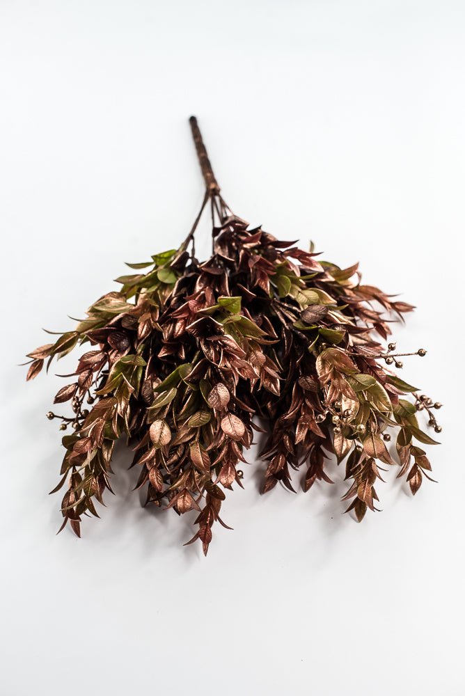 Gold, Green, & Brown Golden Washed Ruscus Bush - 18" - Greenery MarketFL7174GOGBRN