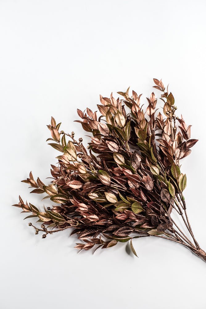 Gold, Green, & Brown Golden Washed Ruscus Bush - 18" - Greenery MarketFL7174GOGBRN