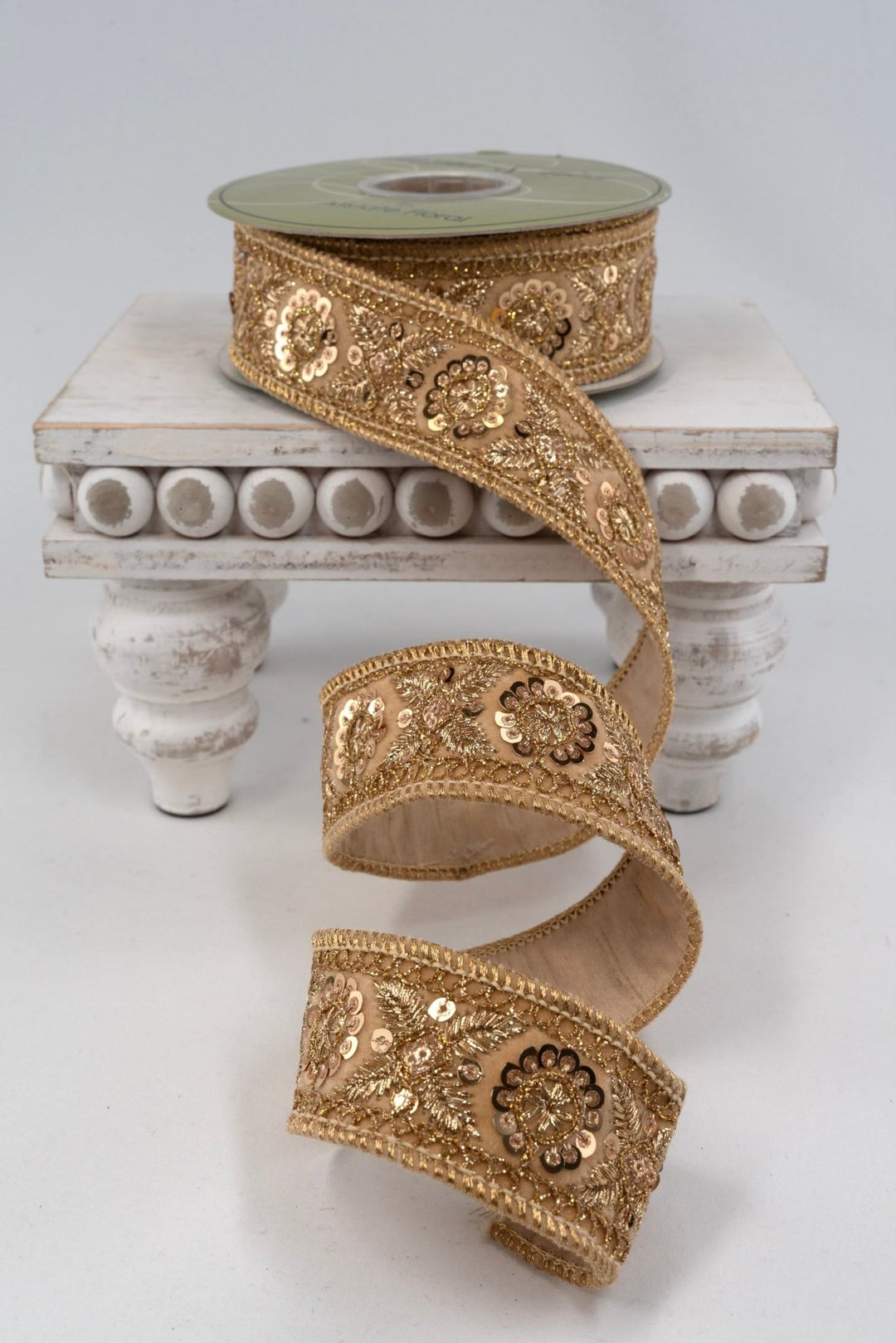 Gold Jewel Trim Velvet Wired Ribbon - 1.5 - Greenery MarketRV2734-GO