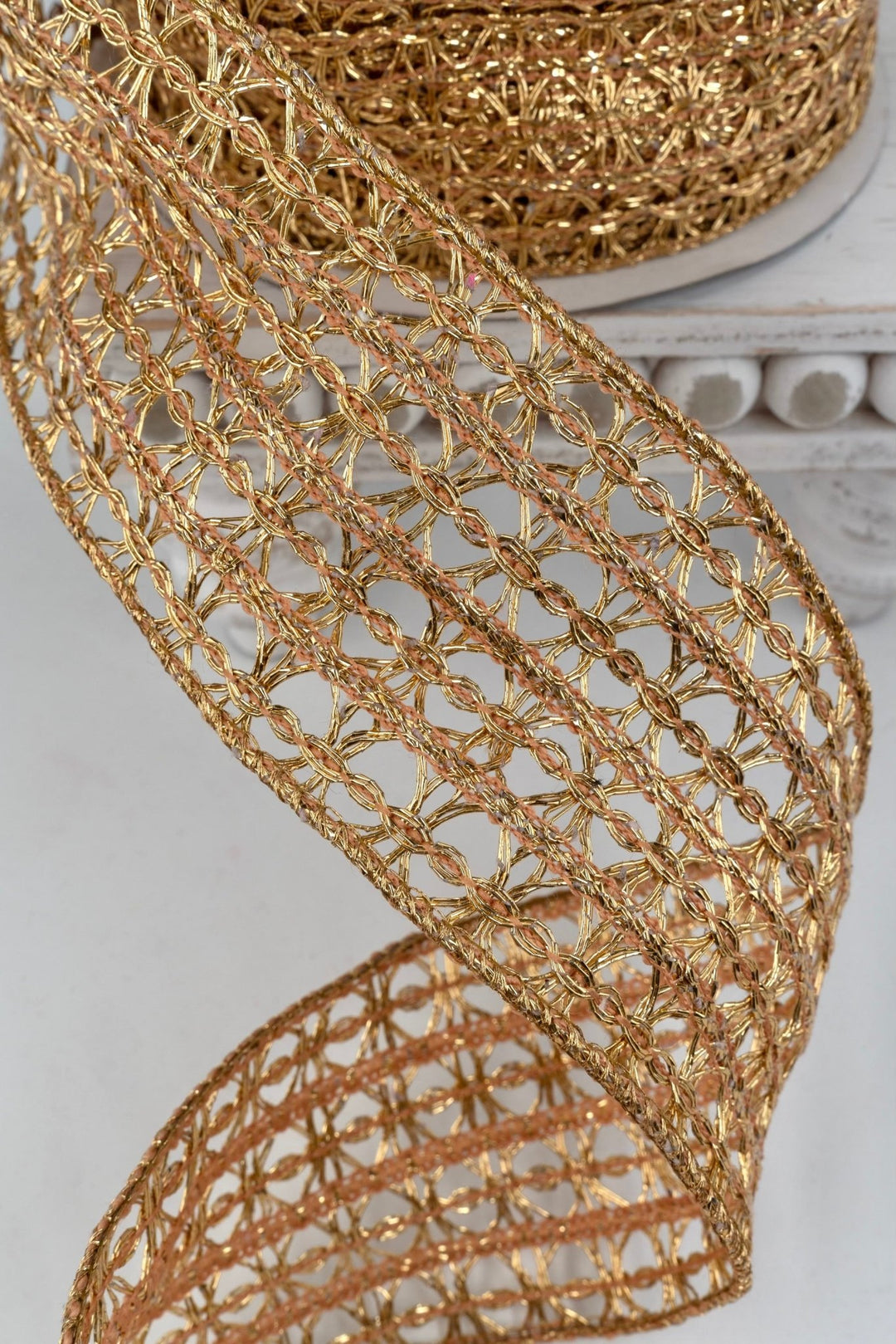 Gold Lattice Wired Wired Ribbon - 3" - Greenery Market8654G