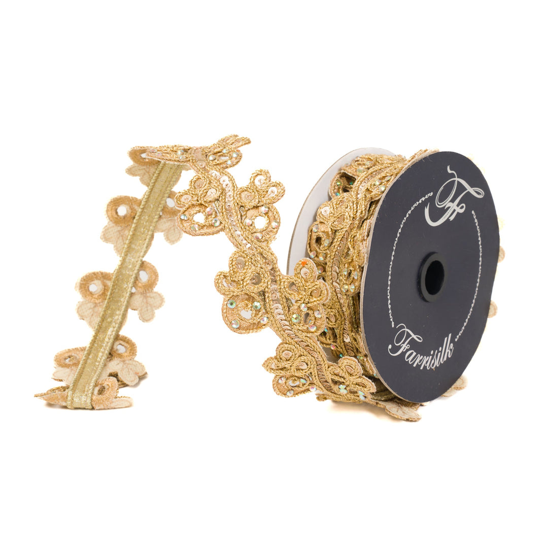 Gold Magic Scroll Farrisilk Wired Ribbon - 2" - Greenery MarketRK804-50