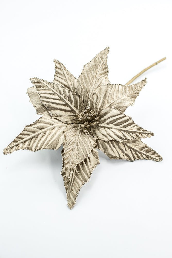 Gold Matte Metallic Poinsettia Pick - Greenery Market86254GD