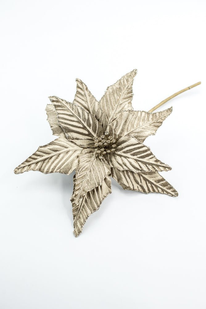 Gold Matte Metallic Poinsettia Pick - Greenery Market86254GD