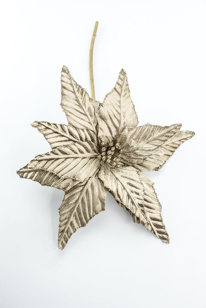 Gold Matte Metallic Poinsettia Pick - Greenery Market86254GD