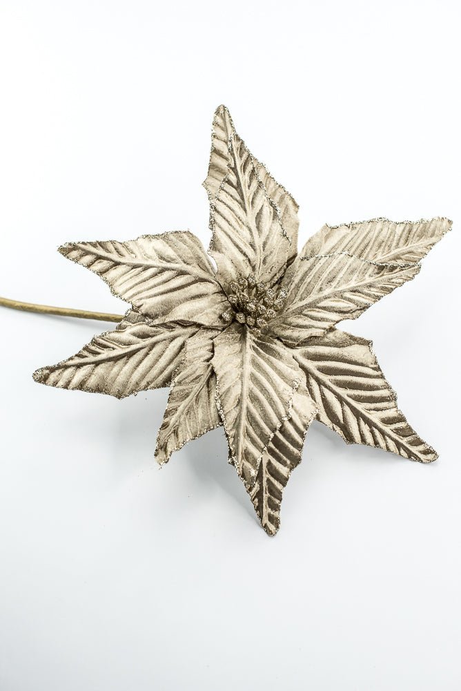 Gold Matte Metallic Poinsettia Pick - Greenery Market86254GD