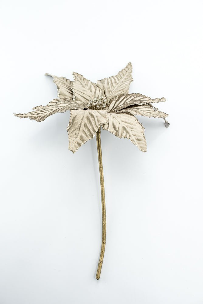Gold Matte Metallic Poinsettia Pick - Greenery Market86254GD
