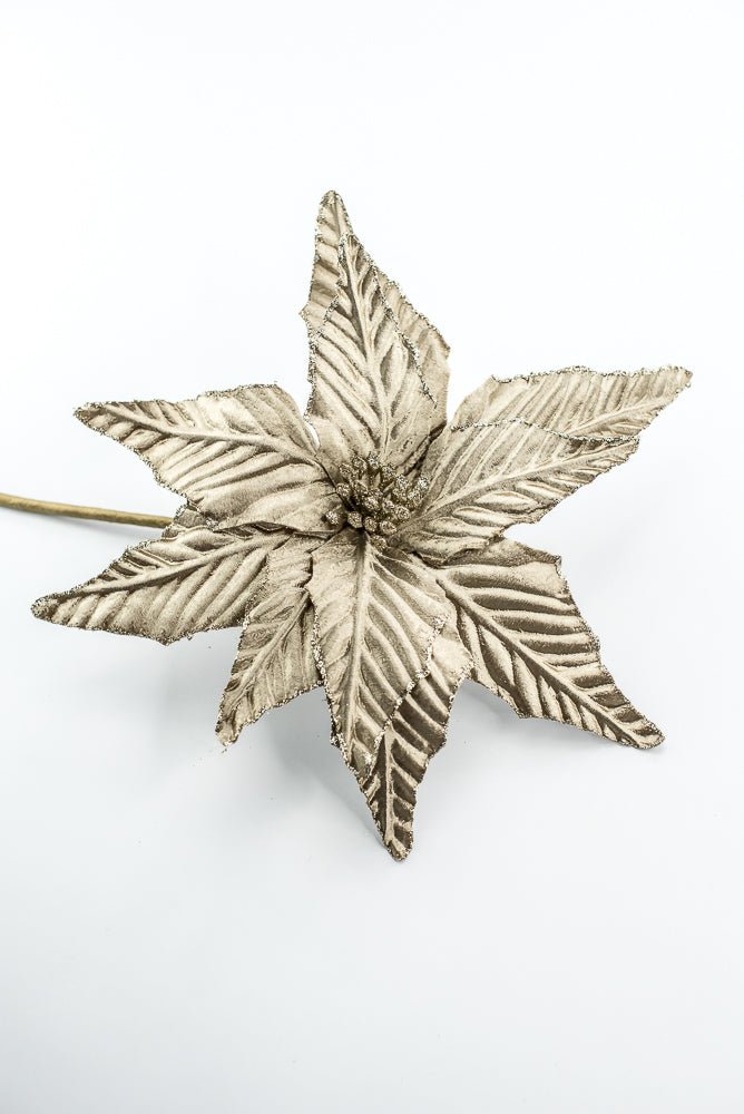 Gold Matte Metallic Poinsettia Pick - Greenery Market86254GD