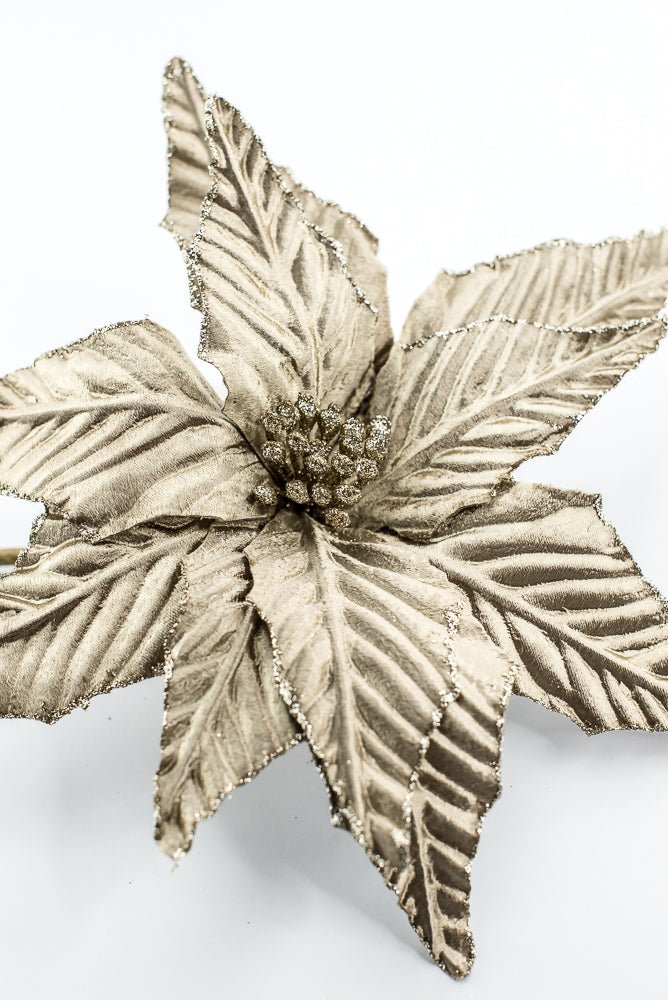Gold Matte Metallic Poinsettia Pick - Greenery Market86254GD