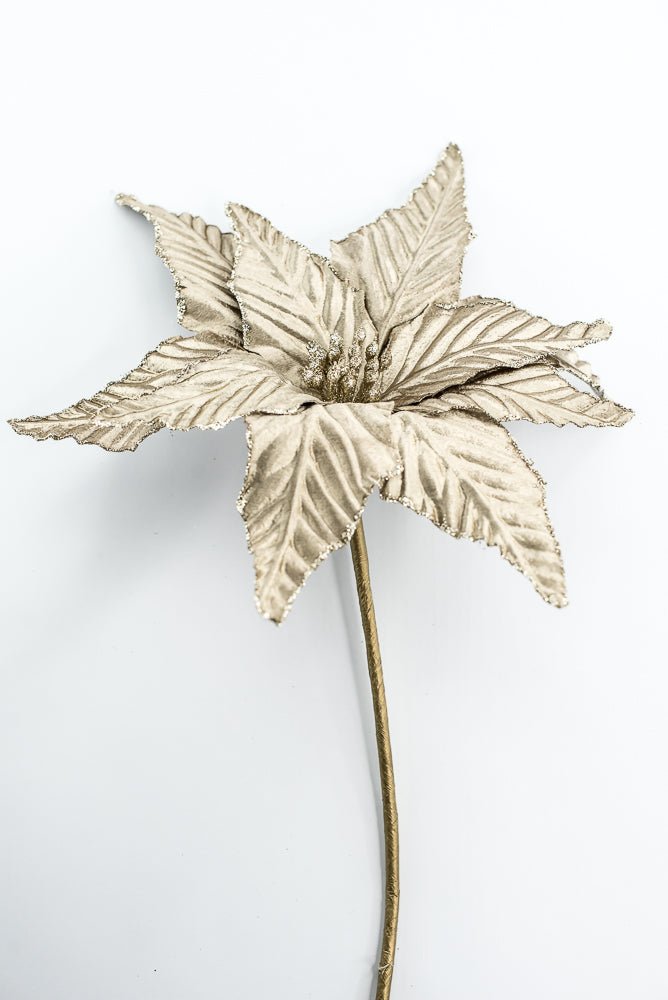 Gold Matte Metallic Poinsettia Pick - Greenery Market86254GD