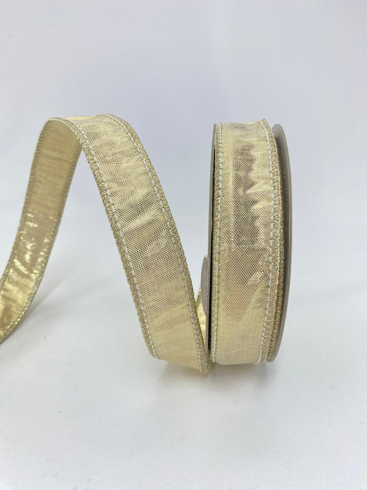 Gold Metallic Dupion Wired Ribbon - 1" - Greenery MarketRM0825-GO