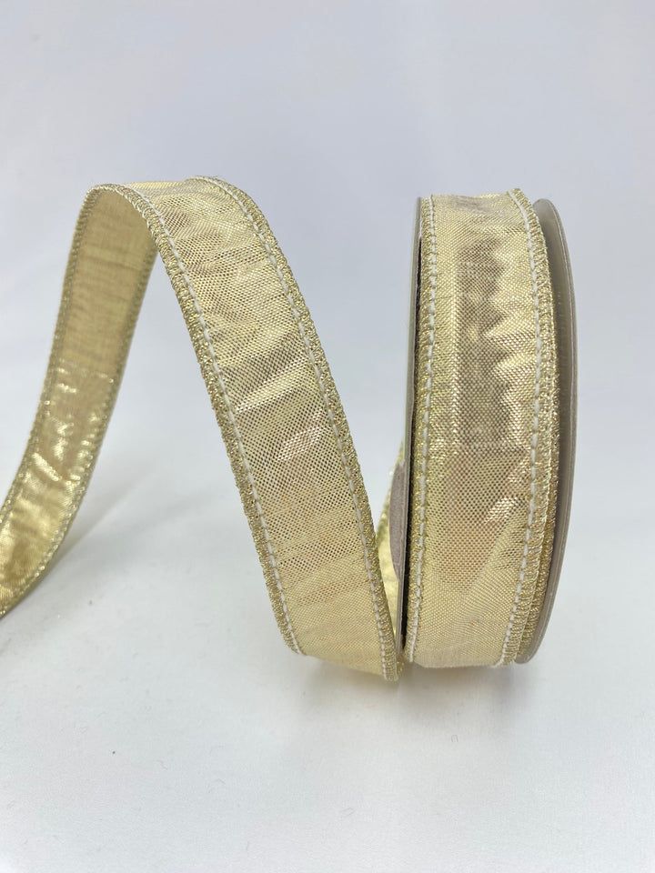 Gold Metallic Dupion Wired Ribbon - 1" - Greenery MarketRM0825-GO