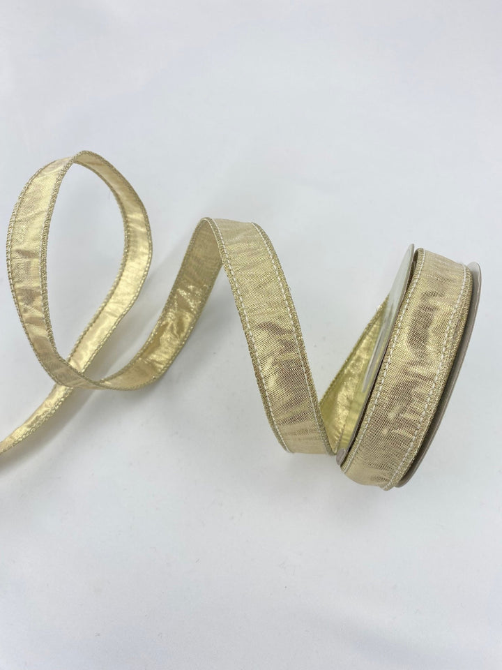 Gold Metallic Dupion Wired Ribbon - 1" - Greenery MarketRM0825-GO