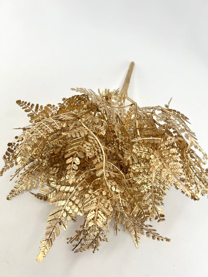 Gold Metallic Fern Bush - 12" - Greenery Market2825286GD