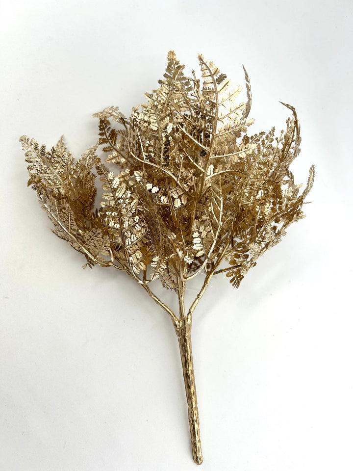 Gold Metallic Fern Bush - 12" - Greenery Market2825286GD