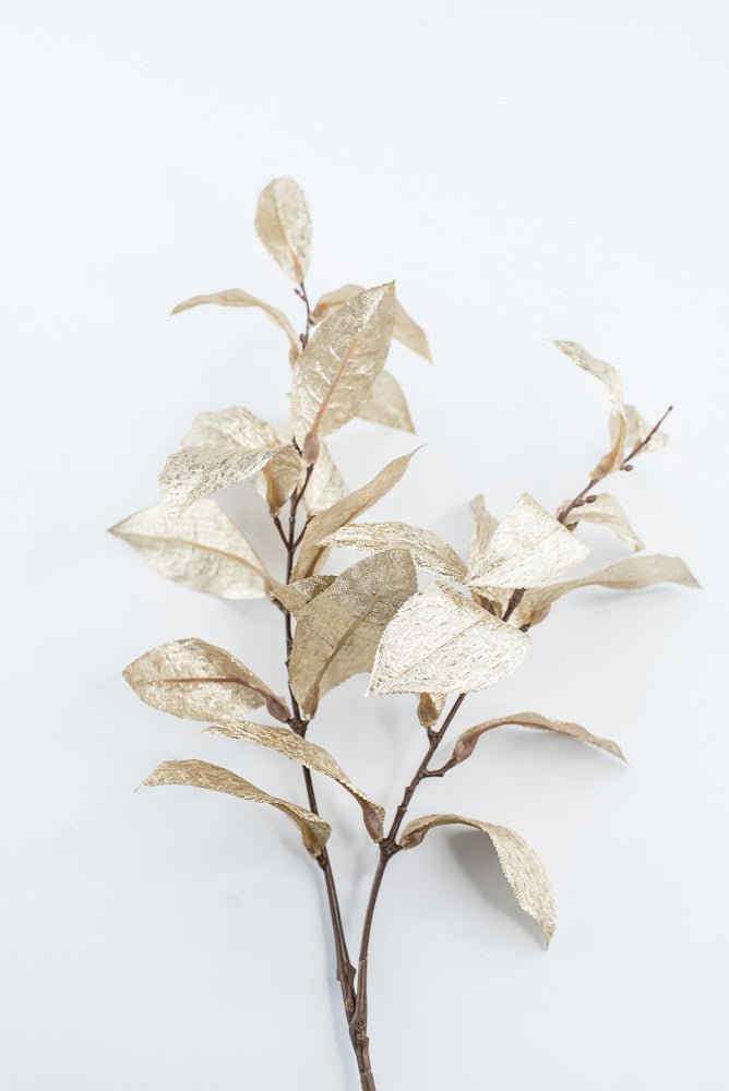 Gold Metallic Osmanthus Fragrans Leaf Spray - 29" - Greenery MarketXFS366-GO