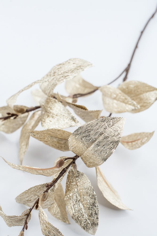 Gold Metallic Osmanthus Fragrans Leaf Spray - 29" - Greenery MarketXFS366-GO