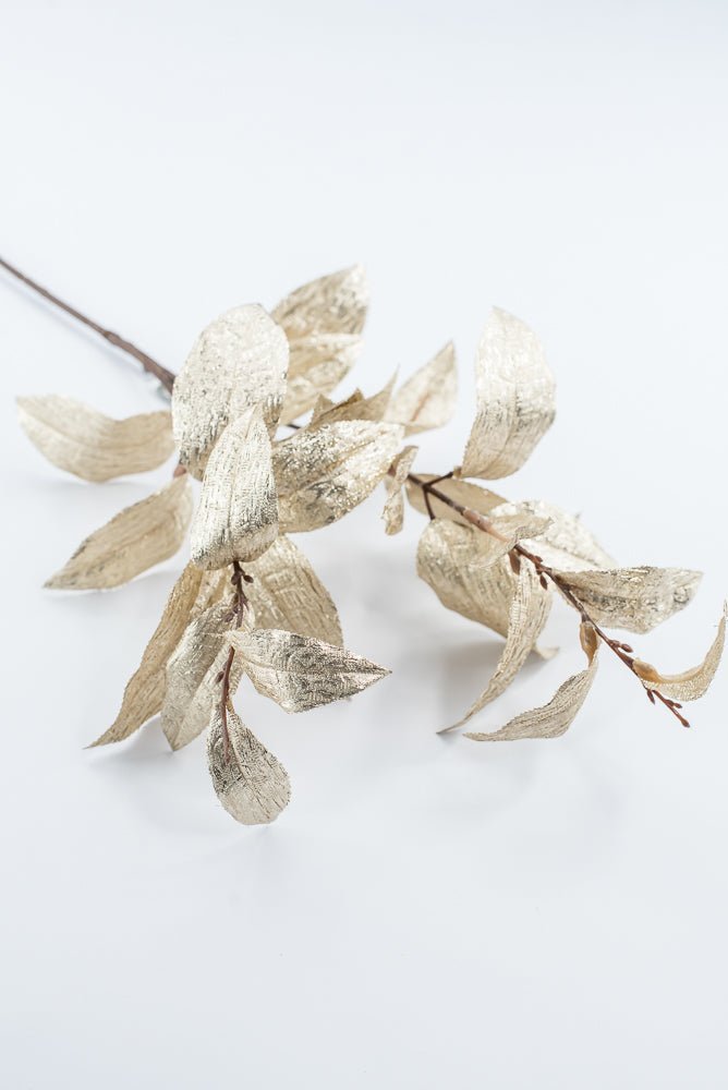 Gold Metallic Osmanthus Fragrans Leaf Spray - 29" - Greenery MarketXFS366-GO